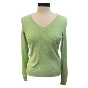 Izod VNeck Fine Gauge Lightweight Lime Green Sweater Sm Dopamine Preppy Golfcore